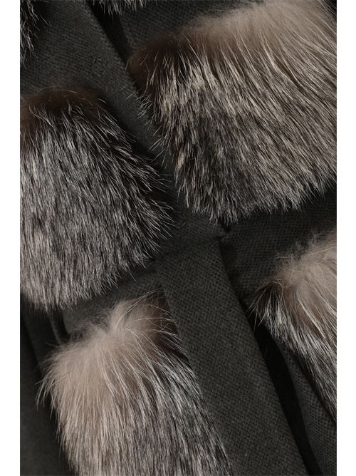 Cappotto effetto lana con pelliccia di volpe Grigio YES LONDON | CD1207GRIGNOS/FROST